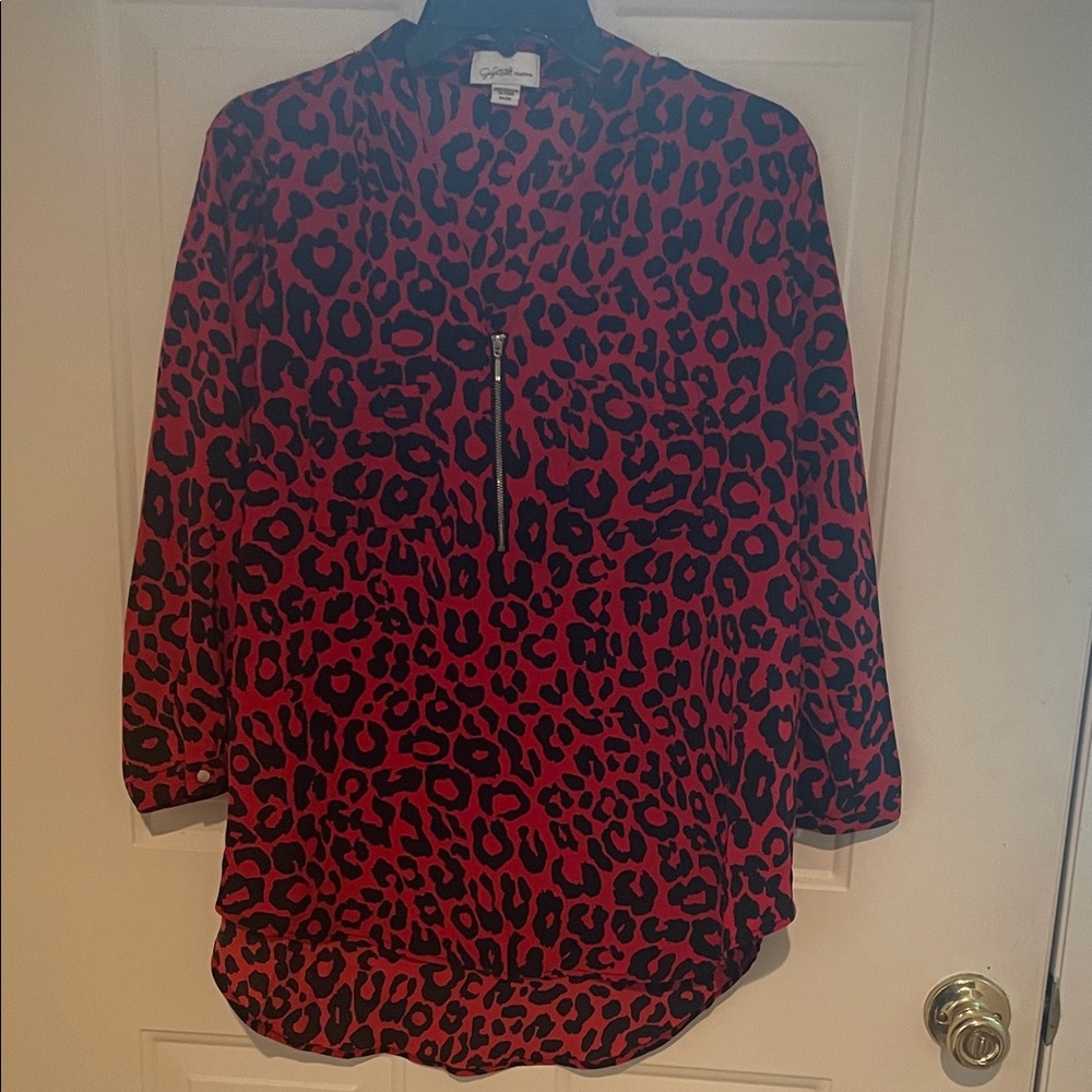 Red and black 3/4 Zip Top